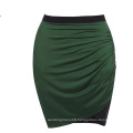 Grace Karin Stock Occident Womens High Stretch Splicing Pleated Hips-Wrapped Dark Green Short Pencil Skirt CL008929-1